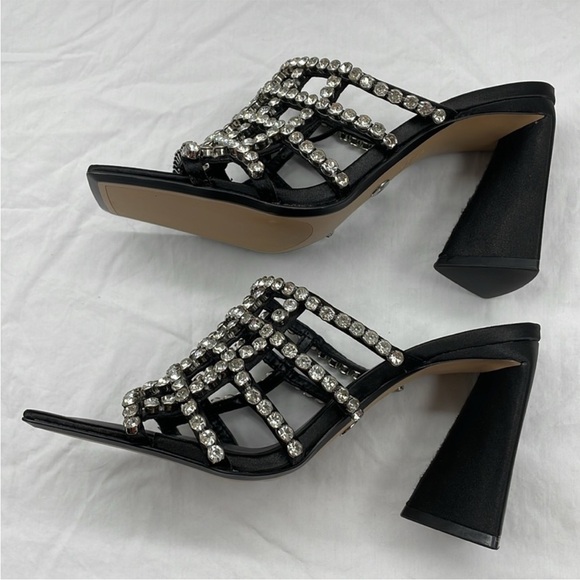 NEW! Zara Boho Black Heeled Mules With Rhinestones. EU37. - Picture 10 of 12